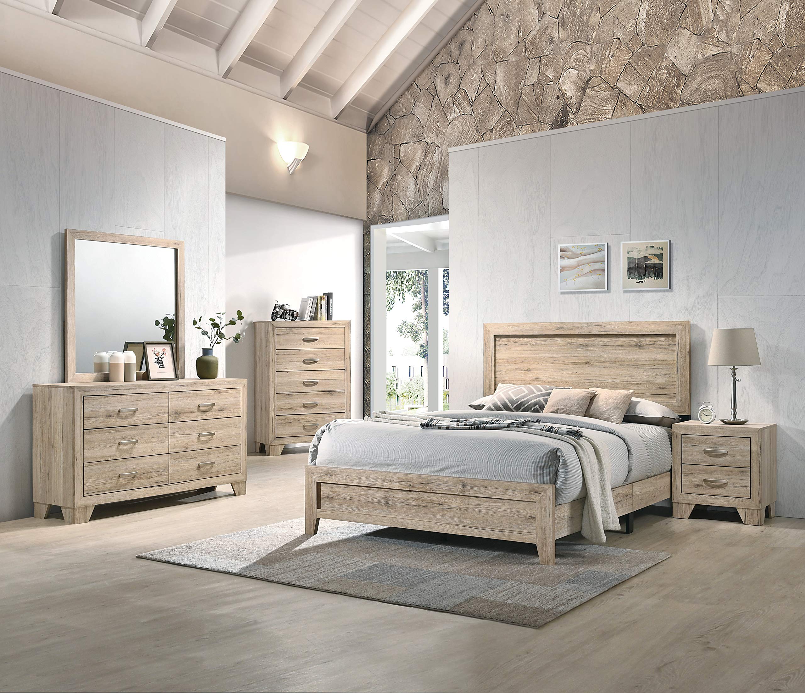 Acme Miquell Eastern King Bed in Natural