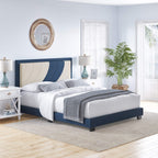 Boyd Sleep Sail Away Upholstered Platform Bed with Headboard and Durable Mattress Foundation with Strong 14 Wood Slat Supports, No BoxSpring Required: Twin, Blue/White
