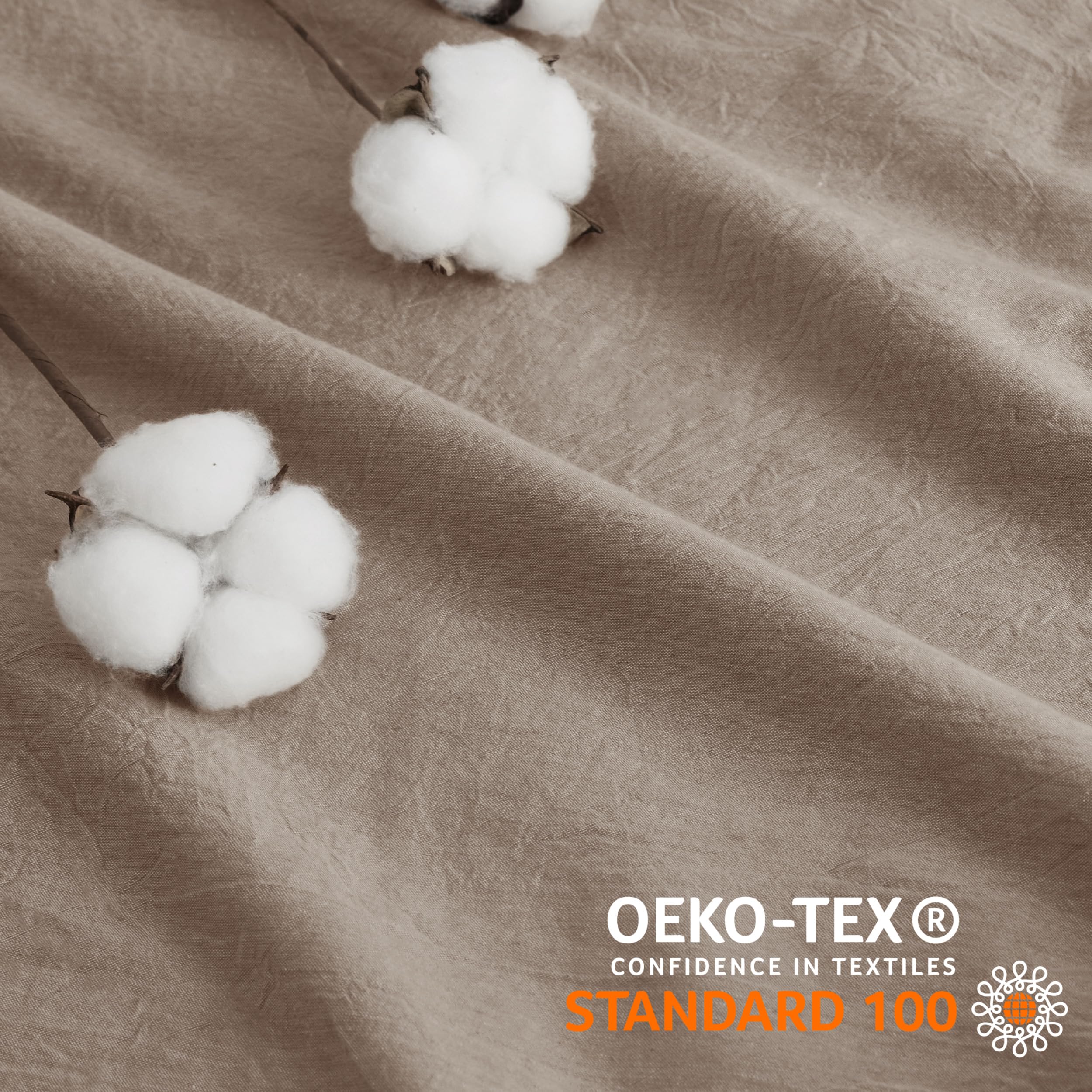 Bedsure 100% Washed Cotton Duvet Cover Queen - Taupe Minimalist Cotton Duvet Cover Set Linen Like - 3 Pieces Gentlesoft™ Plain Simple Bedding Set With 2 Pillow Shams (Taupe, Queen, 90'X90')