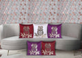 Home9Ine Sequin Cushion Cover | Taffeta Polyester | Owl | Mahroon, Purple, Ivory  Gold| 40X40Cm  Pack Of 5