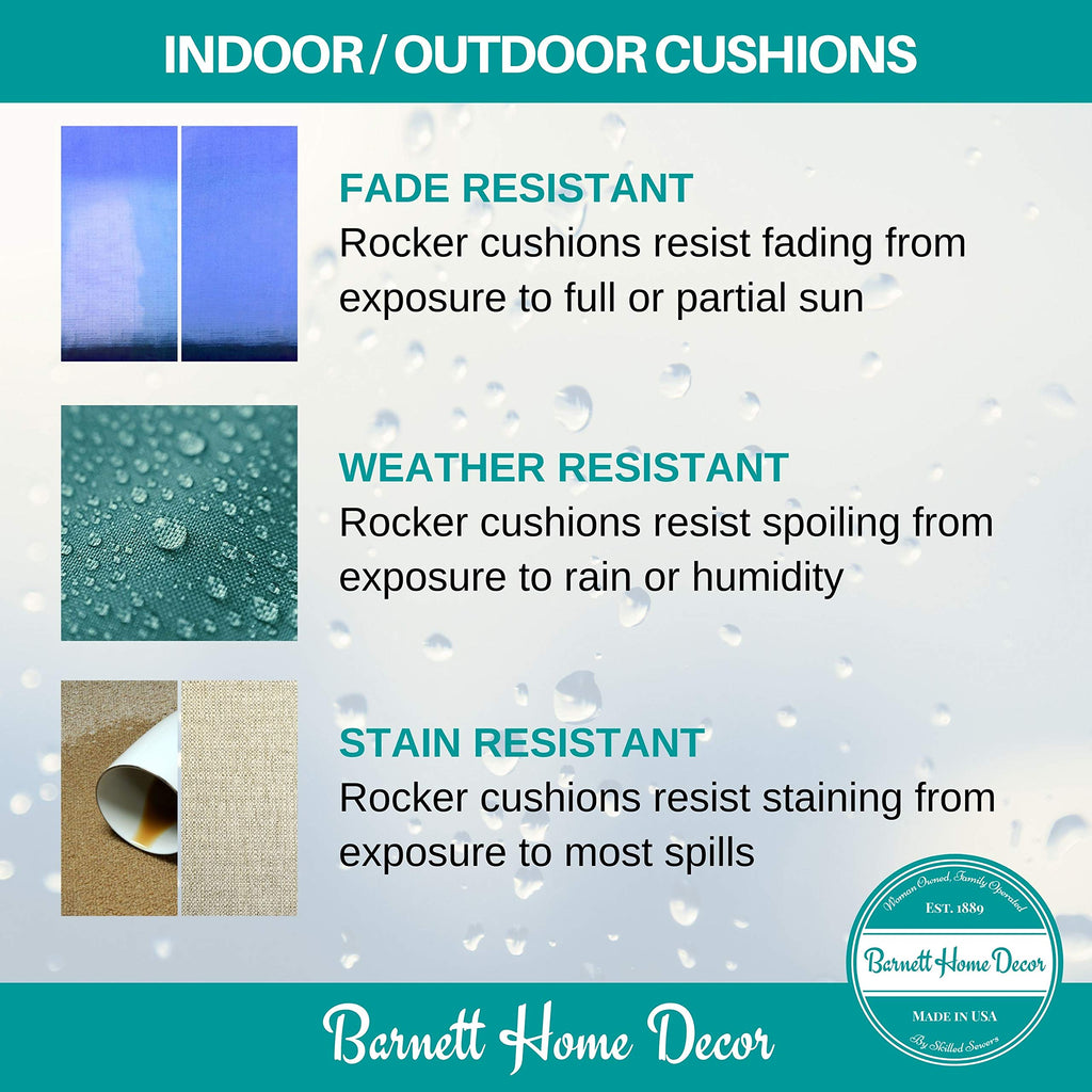 Rave Indigo Porch Rocker Cushions - Standard - Indoor-Outdoor, Fade Resistant, Weather Resistant - Latex Foam Fill Rocking Chair
