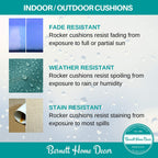 Rave Sand Neutral Porch Rocker Cushion Set - Standard - Indoor-Outdoor: Fade Resistant, Weatherproof - Latex Foam Filled Rocking