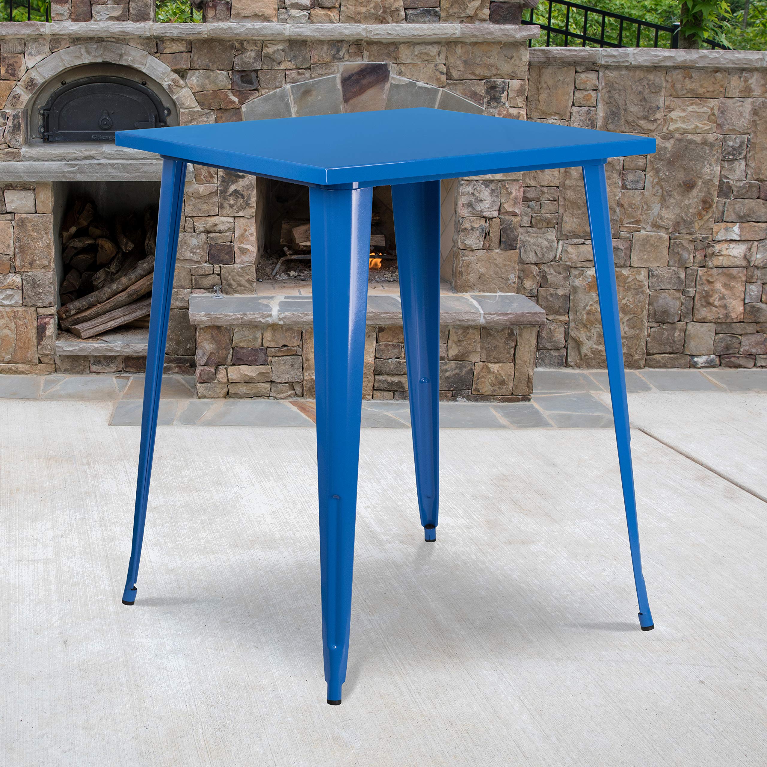 Flash Furniture Nolan Commercial Grade 31.5&quot; Square Blue Metal Indoor-Outdoor Bar Height Table