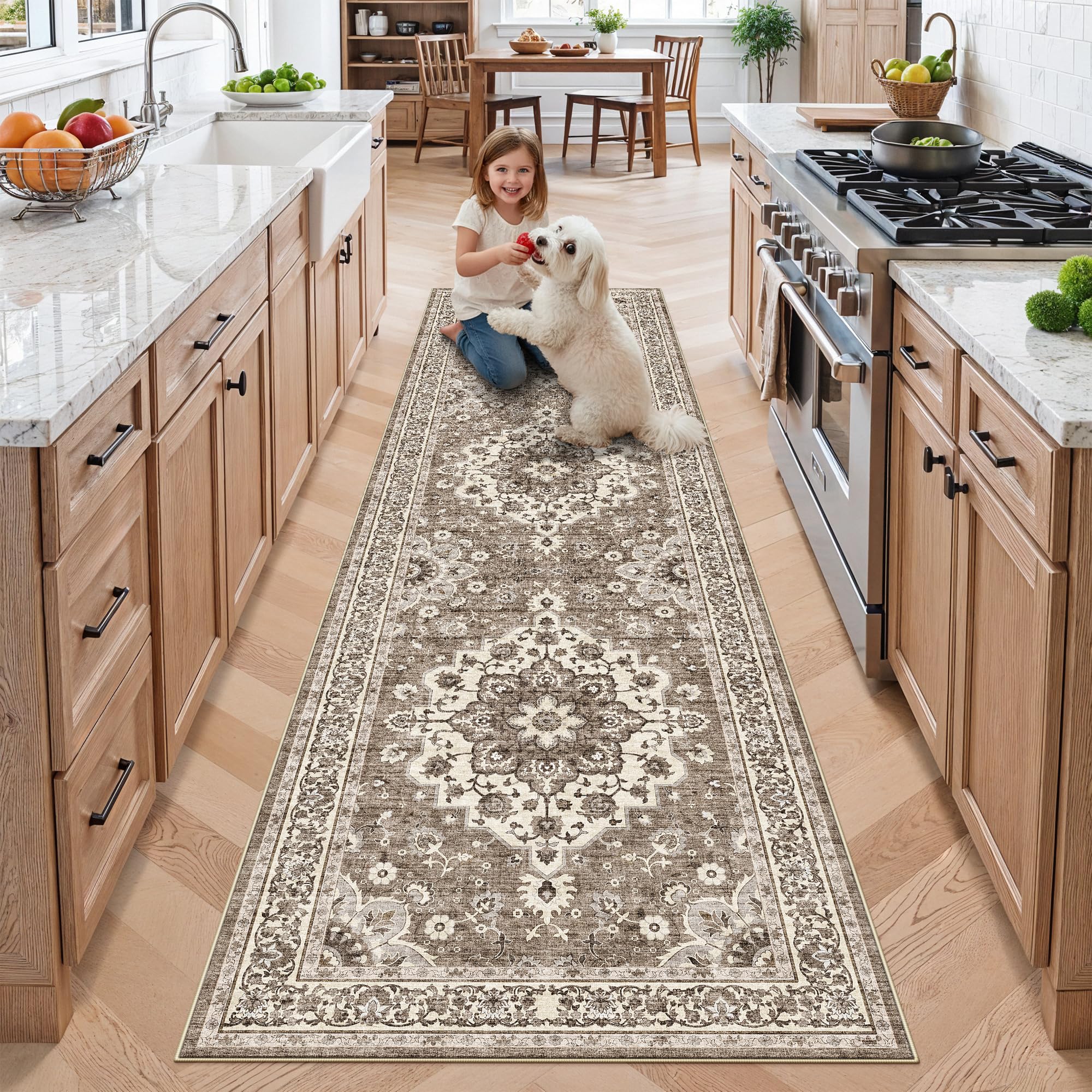TOPRUUG 2x8 Hallway Runner Rug - Washable Area Rugs for Kitchen Bathroom Non-Slip Ultra-Thin Indoor Door Mat - Stain Resistant S