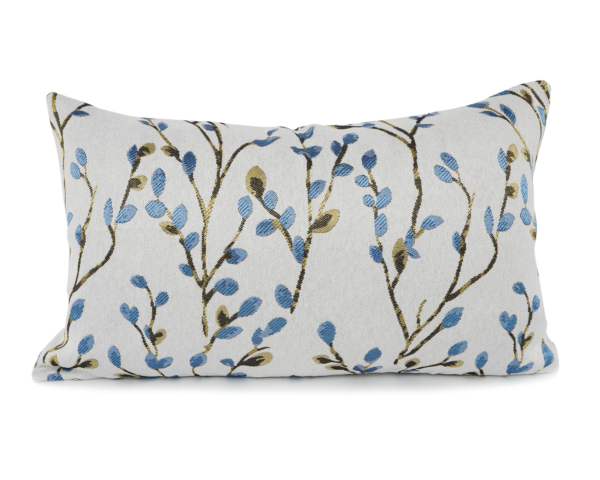 Your Smile Classical Embroidery Jacquard Blue Square Decorative Throw Pillow Case Cushion Cover,12X20 Inch