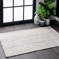 nuLOOM 3x5 Rigo Jute Hand Woven Area Rug, Off White, Solid Farmhouse Design, Natural Fiber, For Bedroom, Living Room, Dining Roo