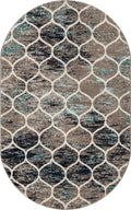 Unique Loom Trellis Frieze Collection Area Rug - Rounded (5 x 8 Oval, Blue Multi/ Ivory)