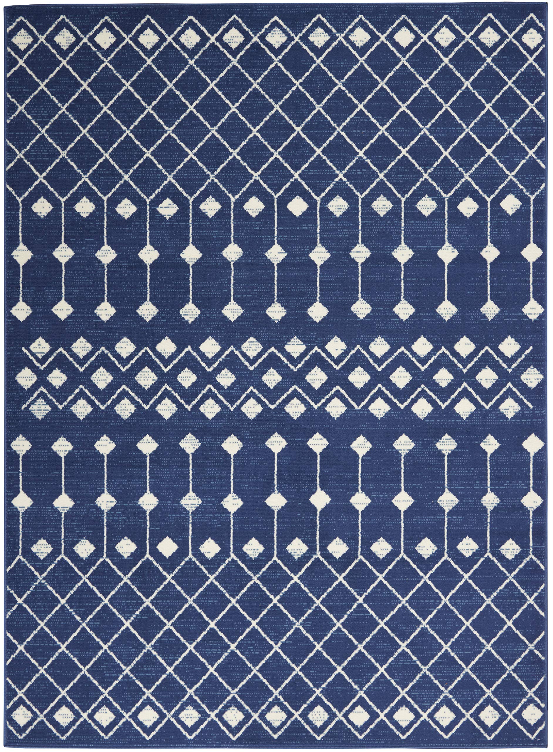 Nourison Grafix Moroccan Navy 5'3' X 7'3' Area Rug, Easy Cleaning, Non Shedding, Bed Room, Living Room, Dining Room, Kitchen (