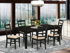 East West Furniture LGPF7-BLK-C 7 Piece Kitchen Table Set Consist of a Rectangle Dining Table with Butterfly Leaf and 6 Linen Fabric Upholstered Dining Chairs, 42x84 Inch, Black