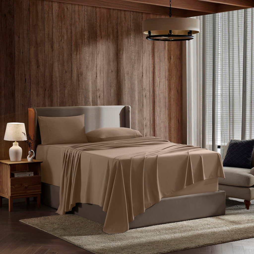 Nestl King Size Sheets Set - 4 Piece King Sheets, Deep Pocket, Hotel Luxury, Extra Soft, Breathable And Cooling, Taupe King Bed Sheets
