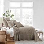 Levtex Home - Mills Waffle - Queen Quilted Bedspread Set - Cocoa Cotton Waffle - Bedspread Size (102 X 118In.), Sham Size (26 X