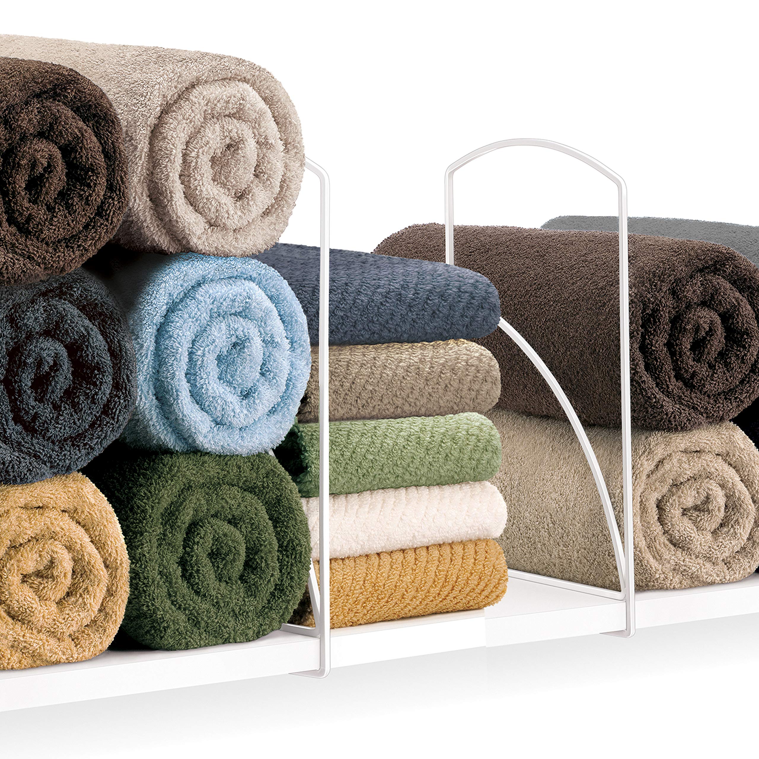 LYNK Tall White Shelf Dividers - Linen Closet Organizers and Storage - Linen Storage - Closet Organization - Towel Organizer for