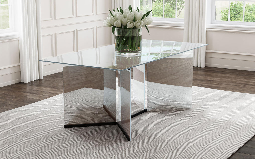 Coaster Emery 76-inch Rectangular Mirrored Metal Dining Table in Mirror