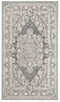 SAFAVIEH Reflection Collection Accent Rug - 2'3'' x 3', Dark Grey & Cream, Vintage Distressed Design, Non-Shedding & Easy Care, 