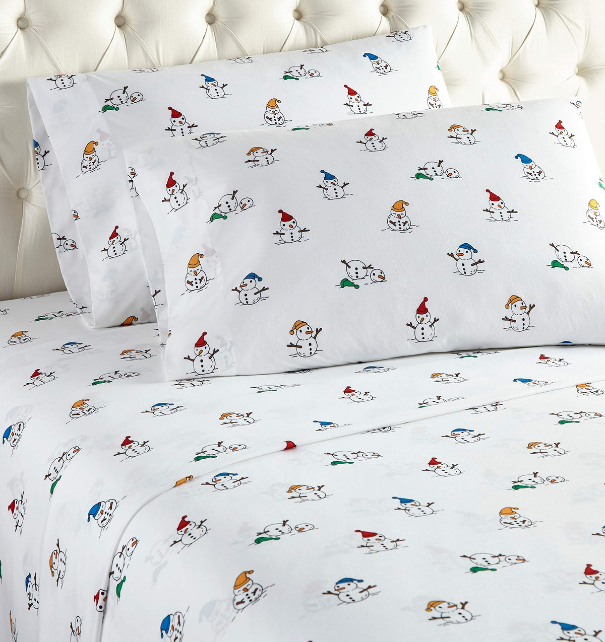 Shavel Home Products Micro Flannel Printed Sheet Set, Full Size, Snowman