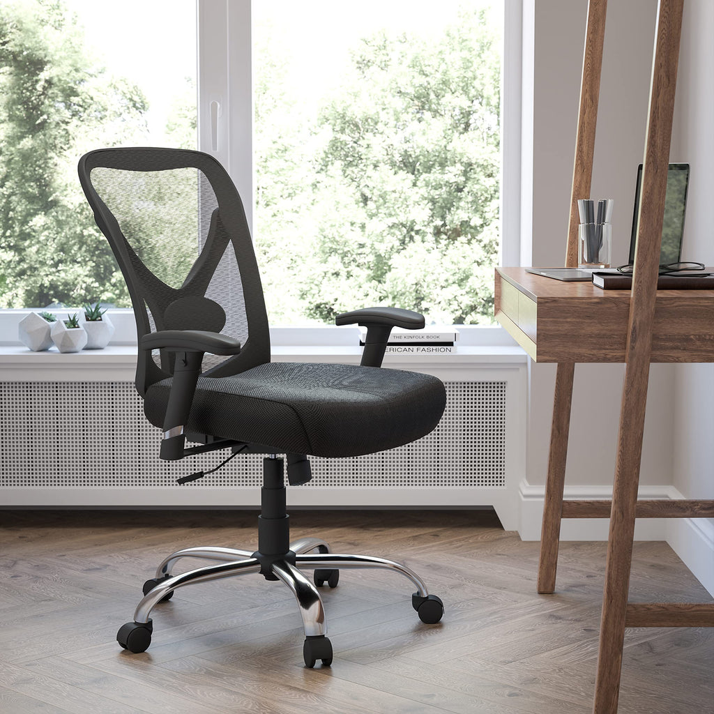 Flash Furniture Big & Tall Office Chair | Adjustable Height Mesh Swivel Office Chair with Wheels