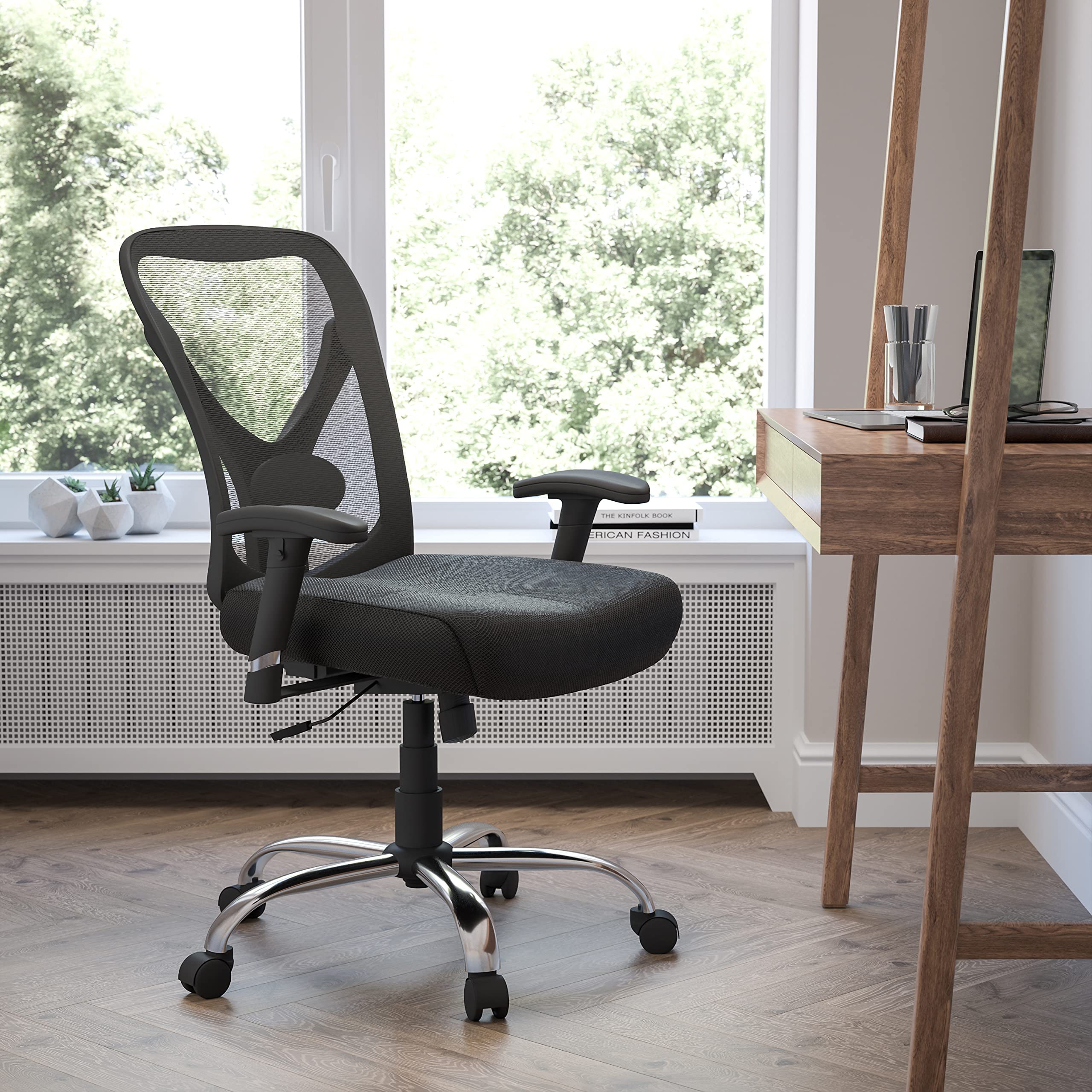 Flash Furniture Big & Tall Office Chair | Adjustable Height Mesh Swivel Office Chair with Wheels