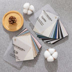 Faux Linen Blackout Curtain Fabric Sample Booklet, Sample Book Swatches, 20 Colors