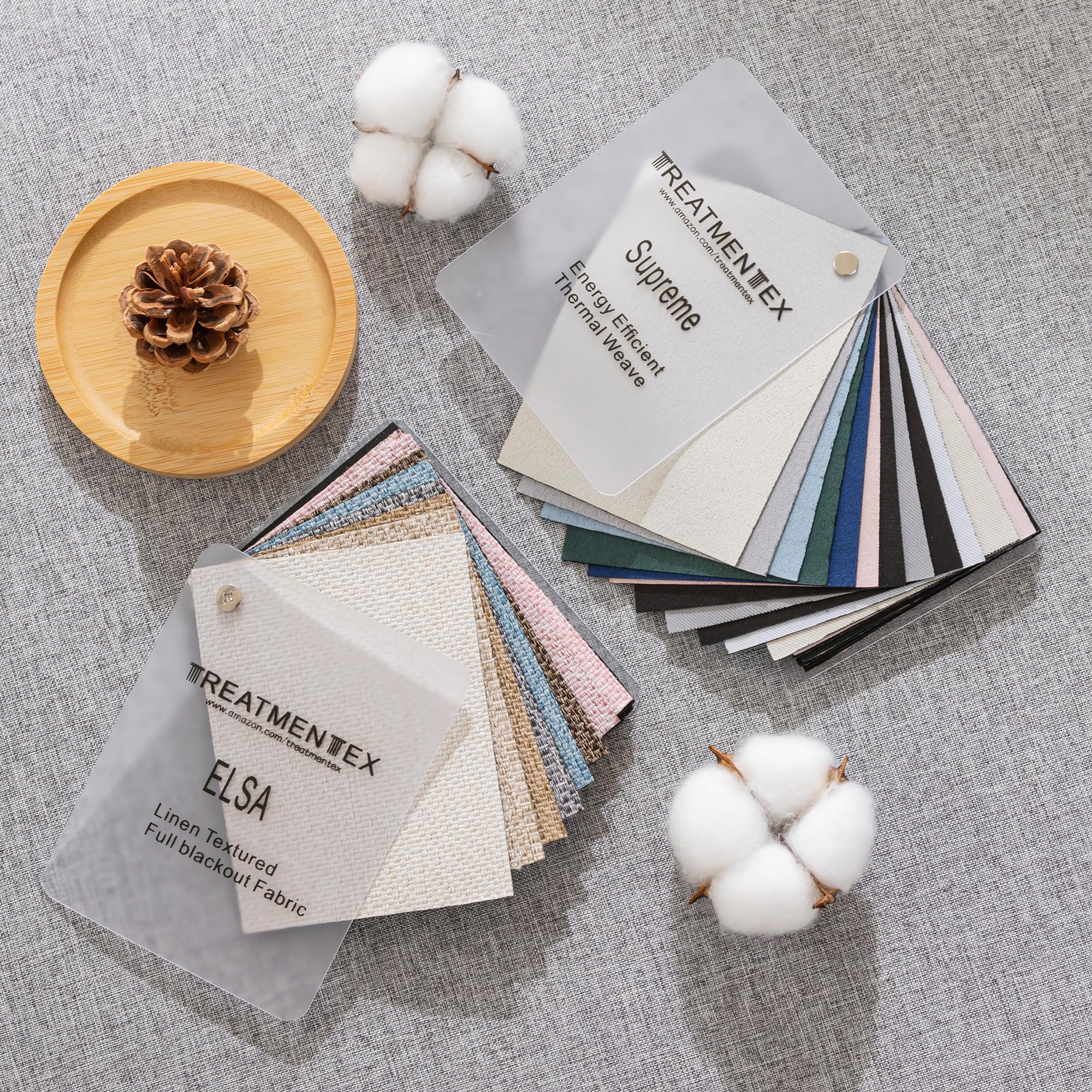 Faux Linen Blackout Curtain Fabric Sample Booklet, Sample Book Swatches, 20 Colors