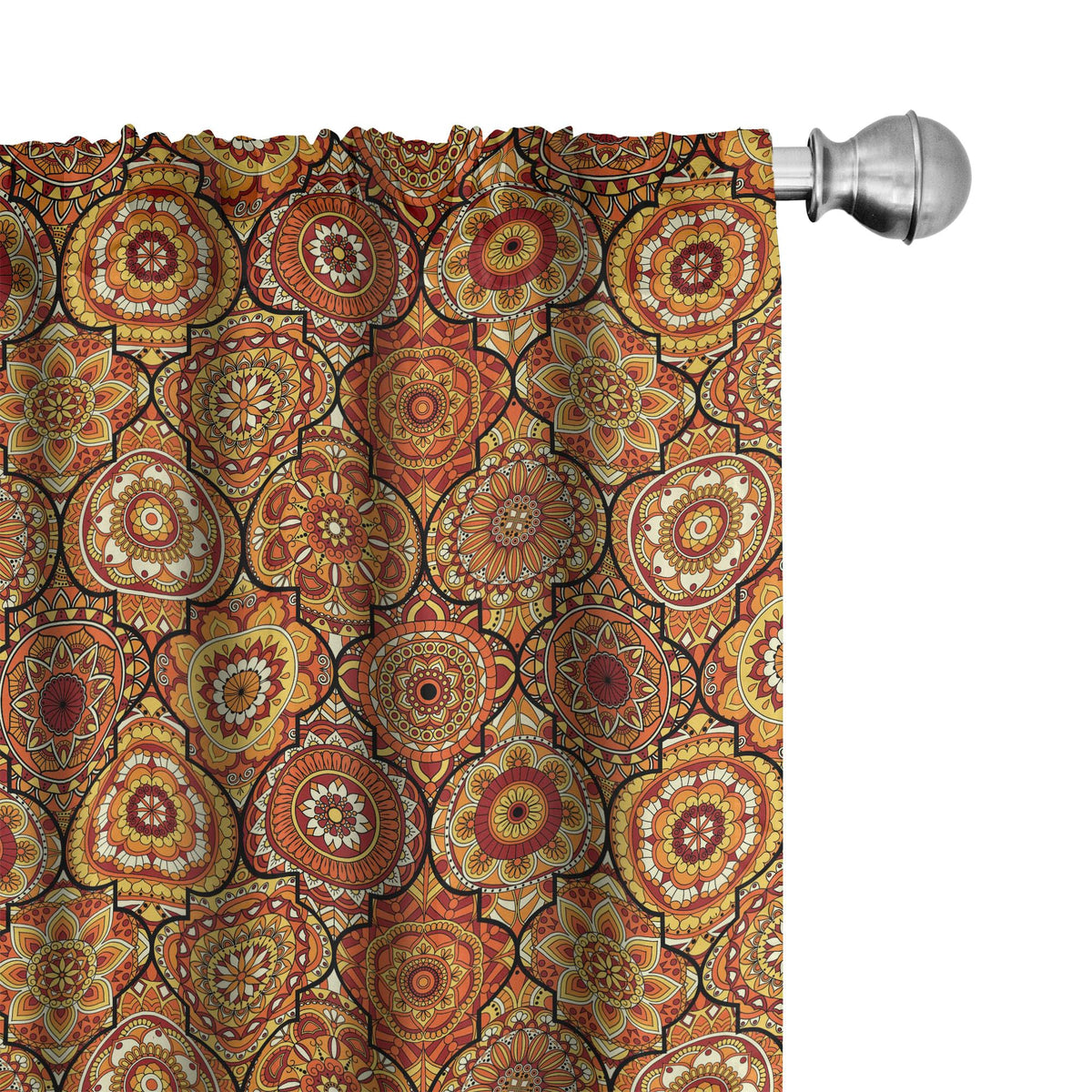 Ambesonne Moroccan Curtains, Vintage Hand Drawn Style Ottoman Trellis Floral Motifs, Window Treatments 2 Panel Set For Living Ro