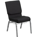 4 Pk. 18.5W Black Fabric Church Chair, Cup Book Rack - Silver Vein Frame