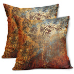 Brown Rust Metal Pillow Covers 18X18 In Gold Rusty Cinnamon Copper Bronze Metallic Pillow Cases Orange Teal Rustic Throw Pillows