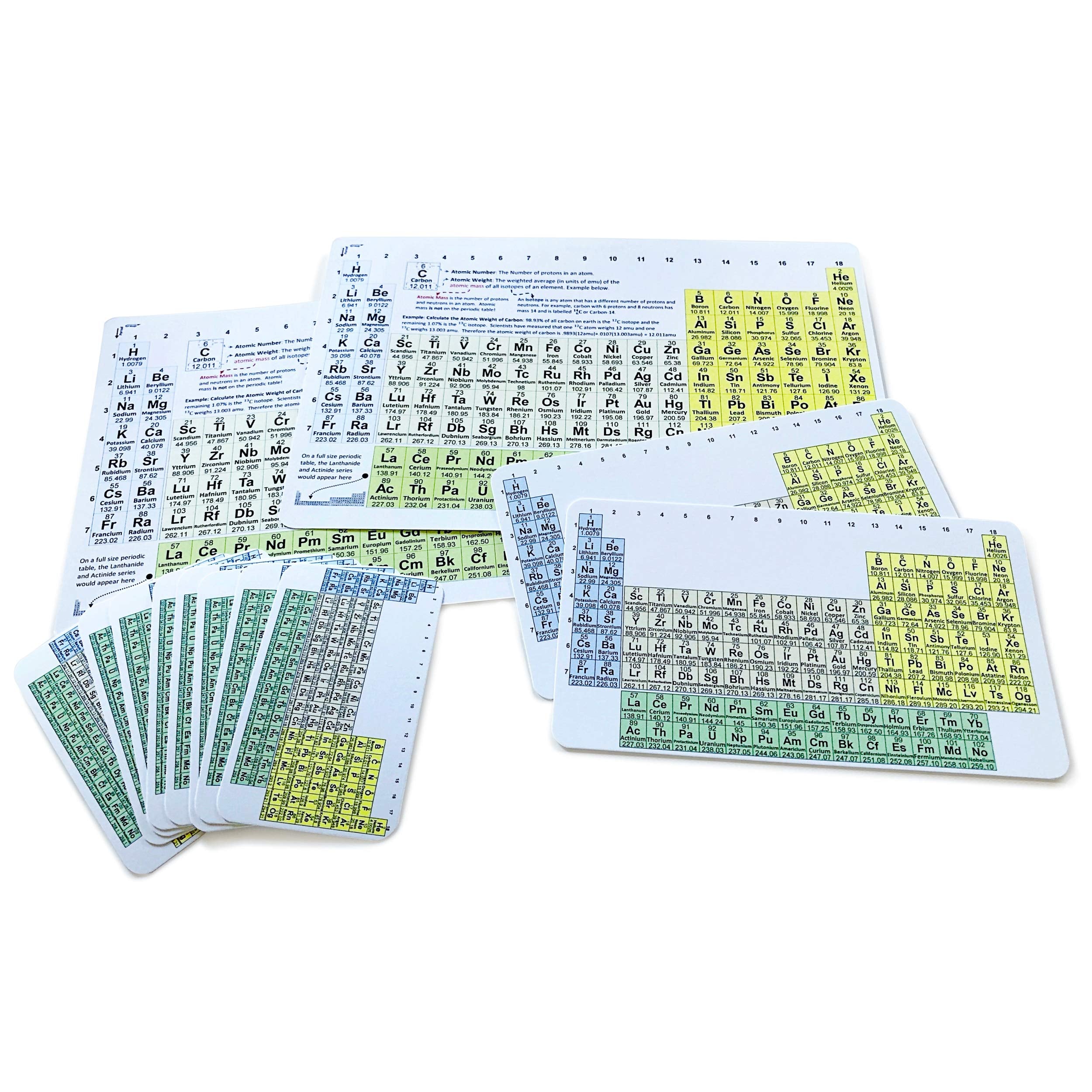 Pocket Periodic Table Of Elements Chemistry Reference Cards Includes Wallet Size And Larger Charts - 12 Pack