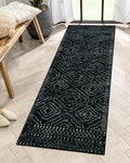 Wonnitar Washable Kitchen Runner Rug 2x6, Moroccan Black Runners for Hallway, Non Slip Bohemian Soft Bathroom Throw Mat Geometri
