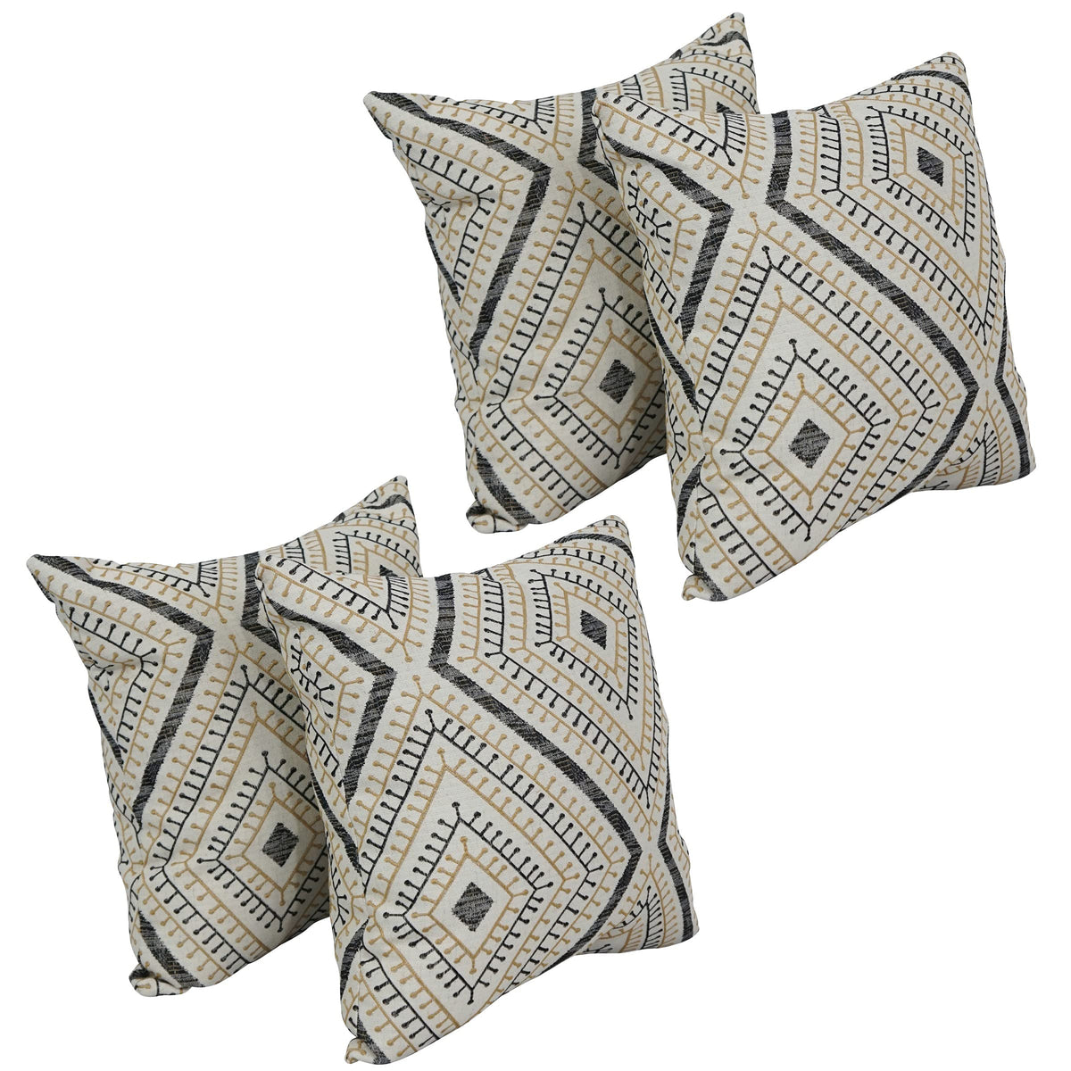 Blazing Needles Square Jacquard Throw Pillows, 17&quot;, Tupelo Sahara 4 Count