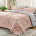Bedsure Blush Pink Full Size Comforter Set - 7 Pieces Reversible Full Bed In A Bag, Full Bed Set With Comforters, Sheets, Pillow