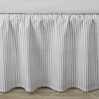 Laura Ashley Home - Cotton Ruffled Bedskirt, Lightweight & Classic Style (Ticking Stripe Grey, King)