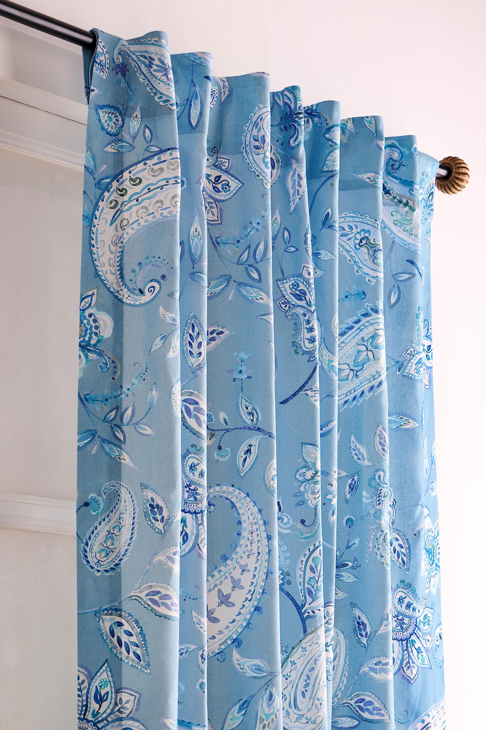 Maison D' Hermine 100% Cotton Curtain Ramage Blue One Panel Curtains For Living Rooms Bedrooms Offices Tailored With A Rod Pocke