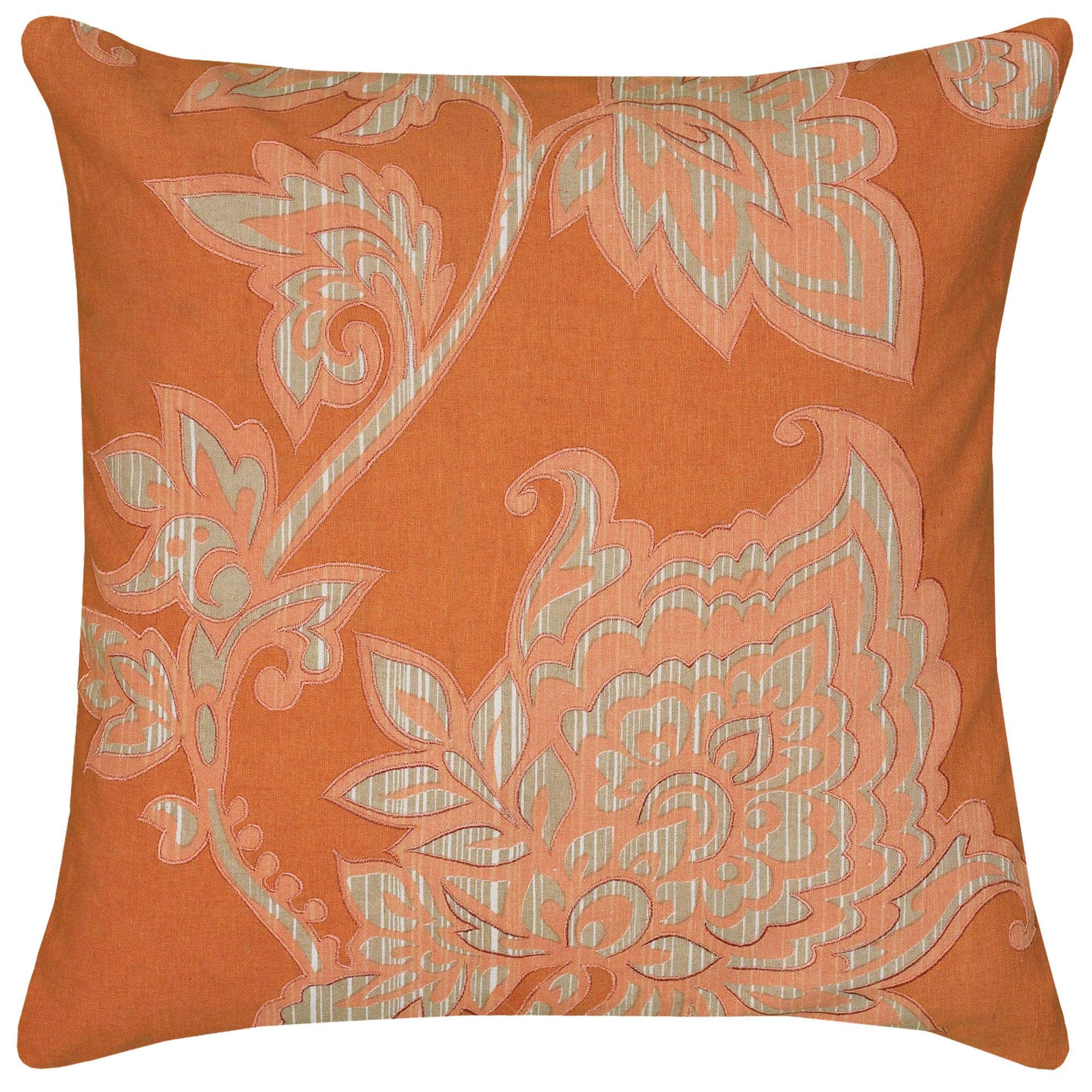 Rizzy Home | T06534 | Down Fill Decorative Pillow | 18"x18" Orange