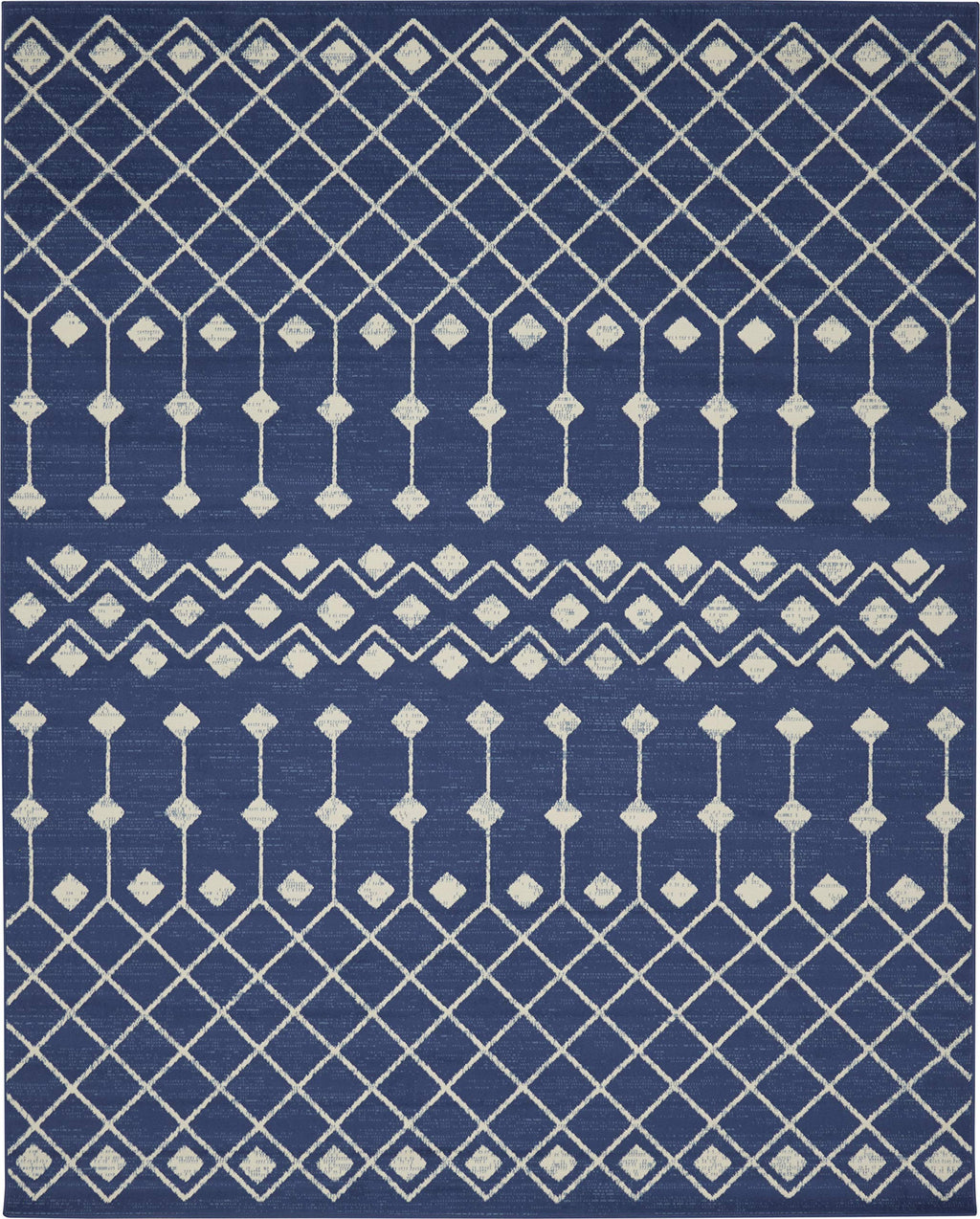 Nourison Grafix Moroccan Navy 8'6' X 12' Area Rug, Easy Cleaning, Non Shedding, Bed Room, Living Room, Dining Room, Kitchen (9X