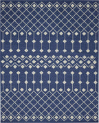 Nourison Grafix Moroccan Navy 8'6' X 12' Area Rug, Easy Cleaning, Non Shedding, Bed Room, Living Room, Dining Room, Kitchen (9X