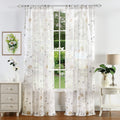 Martha Stewart Marthas Garden Floral Semi-Sheer Rod Pocket Window Curtain Panel Pair, 95, Gold