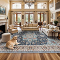 TOPRUUG Washable Oriental Area Rug - 12x15 Rugs for Living Room Soft Carpet for Bedroom Waterproof Floral Distressed Indoor Stai