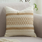 Mayler Yee Throw Pillow Covers 20 X 20 Inch 1Pc For Farmhouse Living Room, Cotton & Burlap Textured Striped Woven Boho Pillow Co