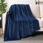 Pavilia Soft Fleece Navy Blue Throw Blanket For Couch, Lightweight Plush Warm Blankets For Bed, Fuzzy Cozy Flannel Blanket Throw
