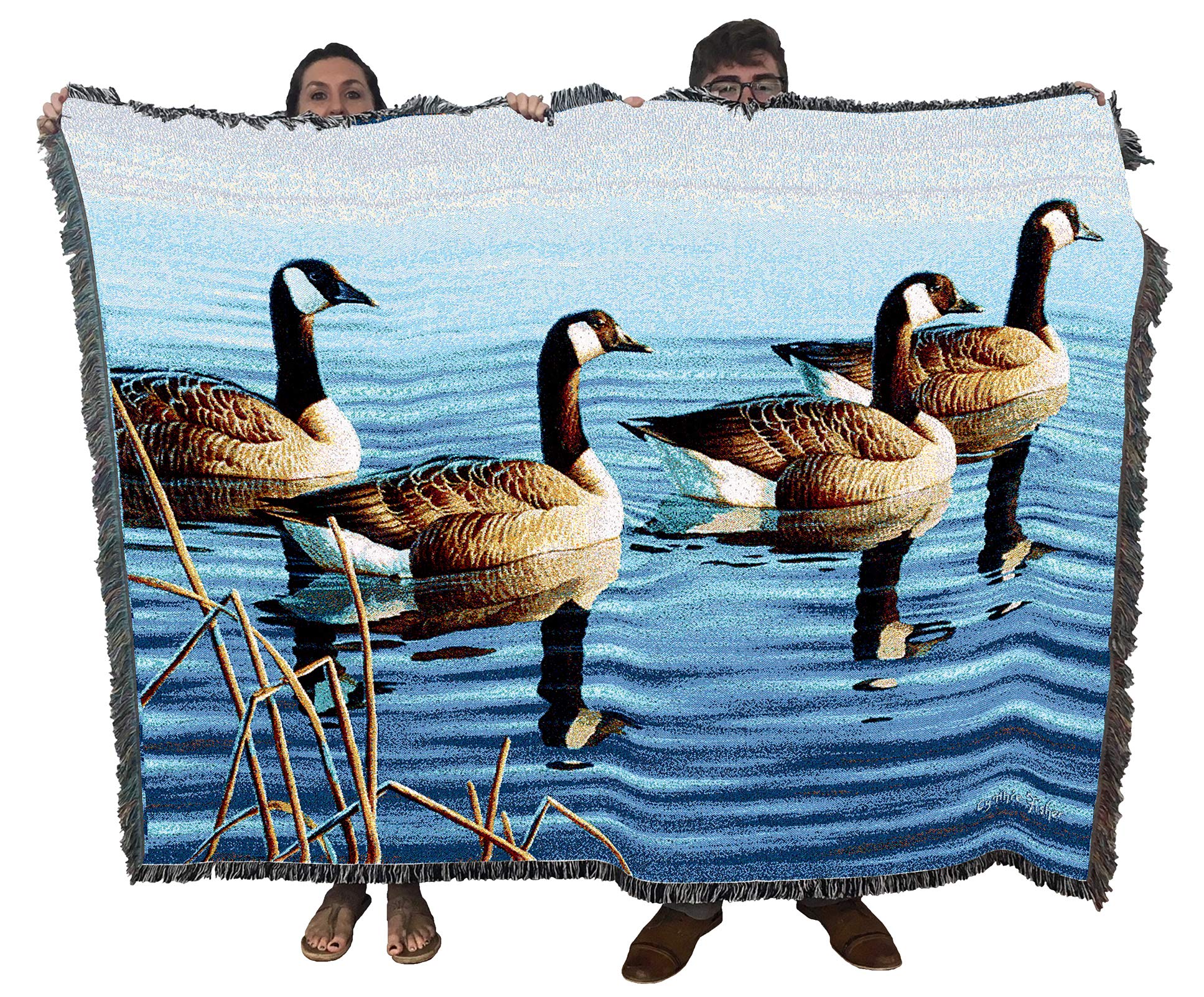 Pure Country Weavers Afternoon Procession Blanket By Cynthie Fisher - Geese Lake Lodge Cabin Gift Tapestry Throw Woven From Cott