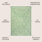 Jonathan Y Smb104F-5R Malta Bohemian Medallion Textured Weave Indoor Outdoor Area-Rug, Coastal, Vintage, Rustic Easy-Cleaning,Bedroom,Kitchen,Backyard,Patio,Non Shedding, Cream/Green, 5' Round