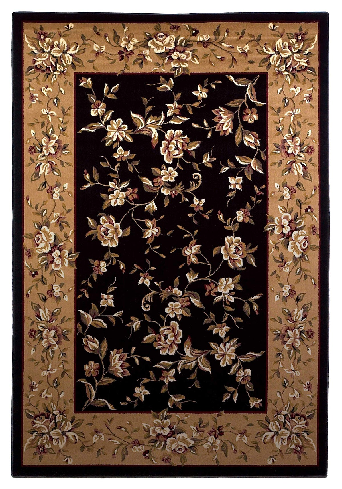 HomeRoots Decor 9'10' X 13'2' Polypropelene Black/Beige Area Rug