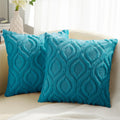 Decoruhome Decorative Throw Pillow Covers 16X16, Soft Plush Faux Wool Couch Pillow Covers For Home, Set Of 2, Teal