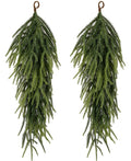 2 Pcs 30 Extra Length Artificial Christmas Teardrop Swag- Faux Pine Needles Teardrop Door Swag- Christmas Norfolk Greenery Teard