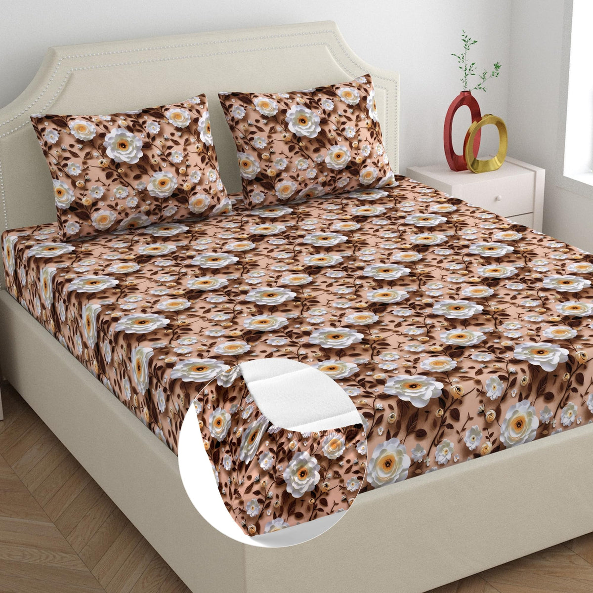 Home Ecstasy 100% Cotton Double Bedsheet with 2 Pillow Covers  (Size 86 x 94 inches, 140 TC, Colour  Yellow)