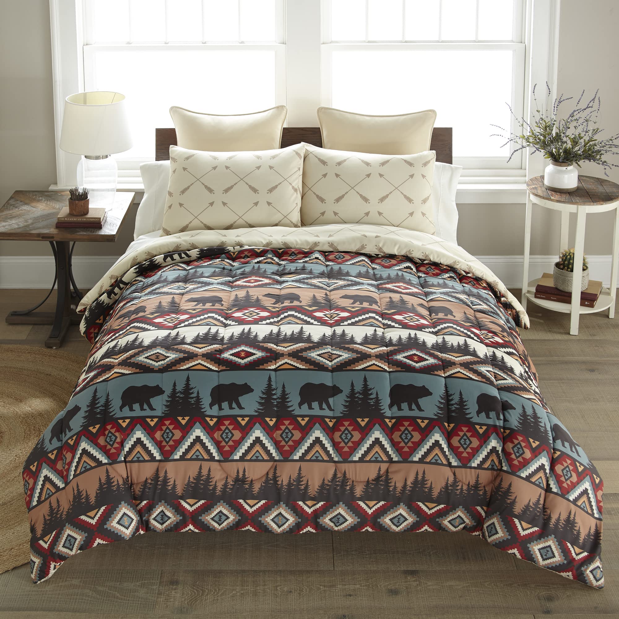 Donna Sharp King Bedding Set - 3 Piece - Bear Totem Lodge Comforter Set With King Comforter And Two King Shams - Machine Washabl