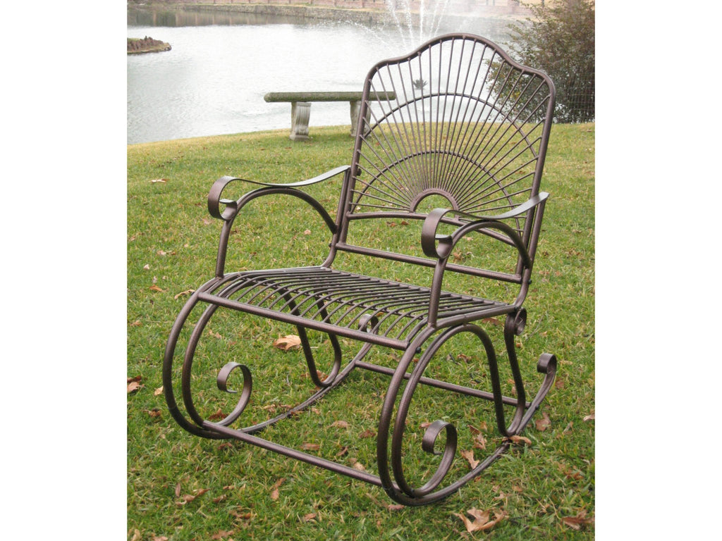 International Caravan Iron Bronze Patio Rocking Chair