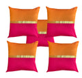 Pink Parrot Durable Dopian Silk Plain Square Throw Pillow Cushion Cover Without Insert (12X12 Inches, Multicolour)  Set Of 5 Pi