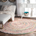 nuLOOM Tammara Bohemian Hand Braided Area Rug, Oval 3x5, Ivory