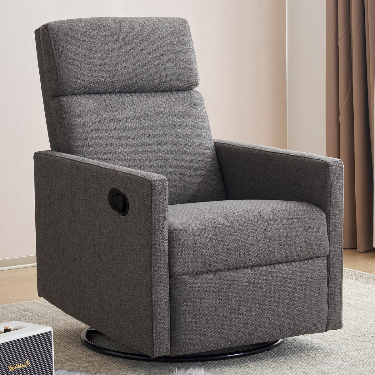 Ketaiyou Swivel Rocking Recliner Chair for Adults, Rocker Nursery Glider Chair for Living Room, Upholstered Fabric Reclining Sin